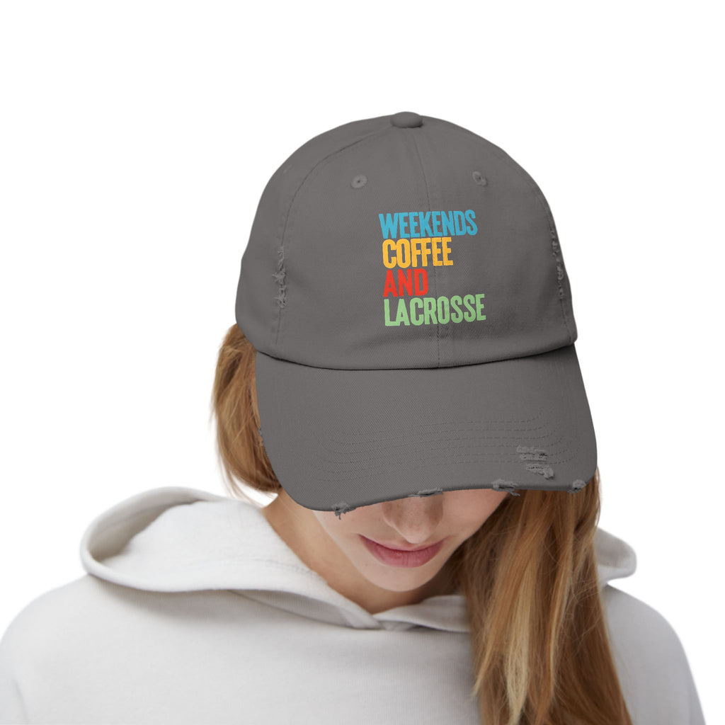 Weekends. Coffee. And Lacrosse. - Distressed Cap