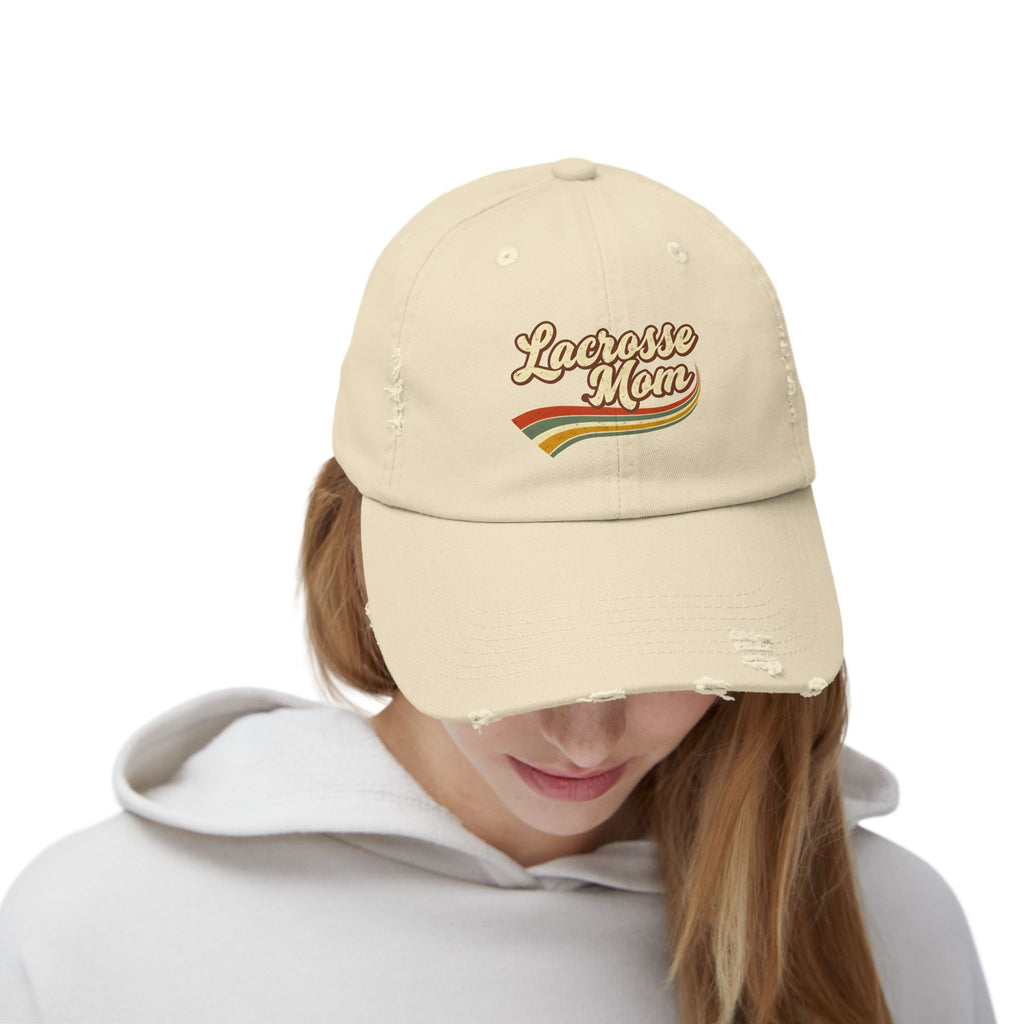 Retro Lacrosse Mom – Distressed Baseball Cap