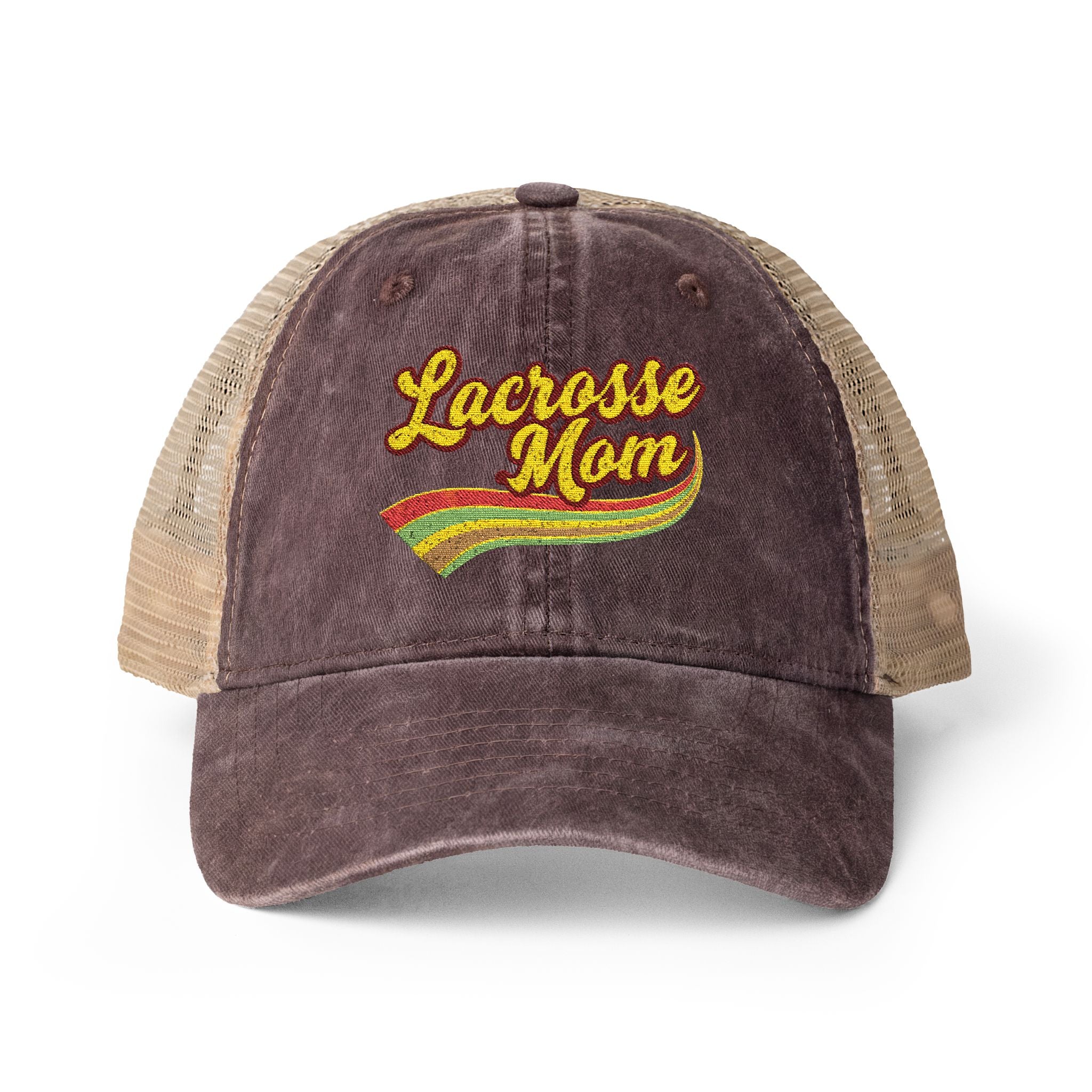 Retro Lacrosse Mom - Women's Washed Mesh-Back Cap