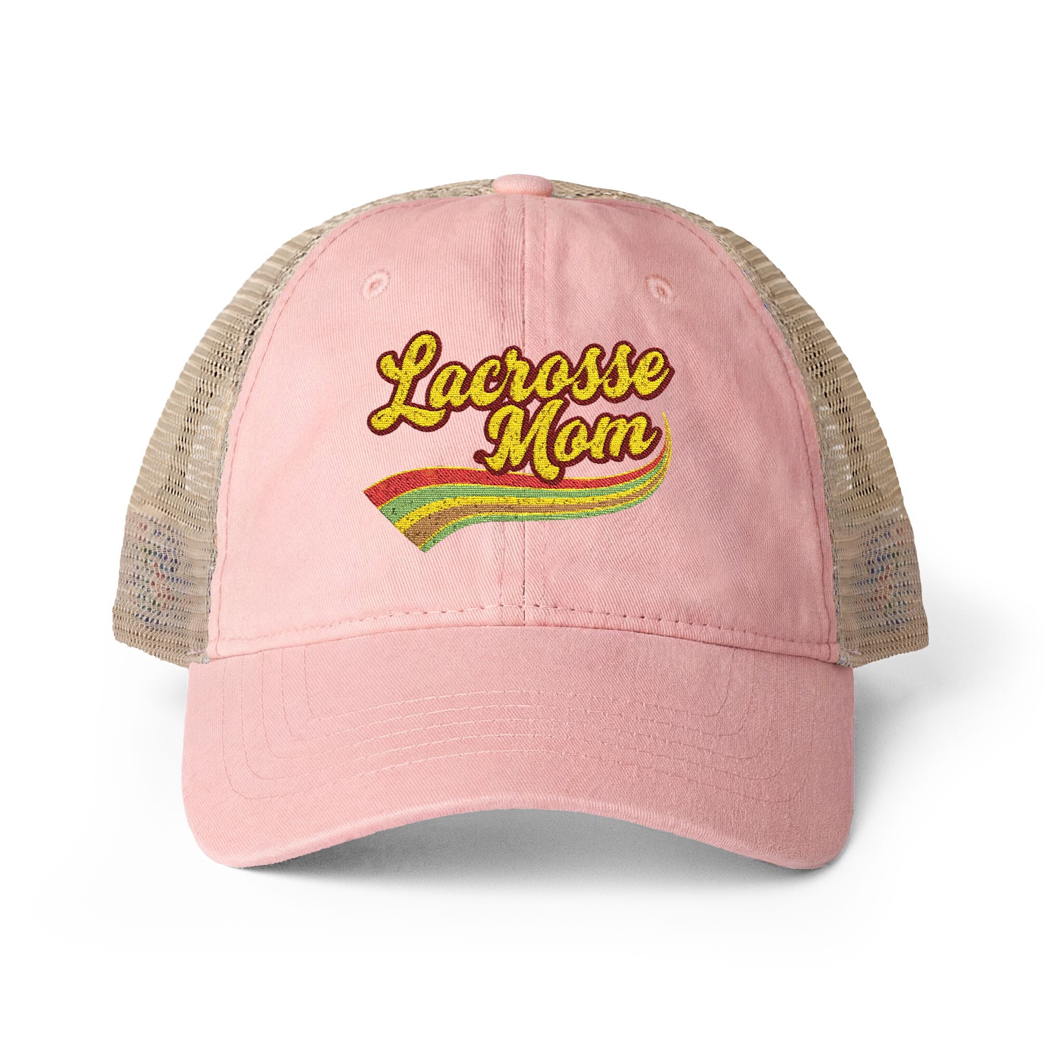 Retro Lacrosse Mom - Women's Washed Mesh-Back Cap