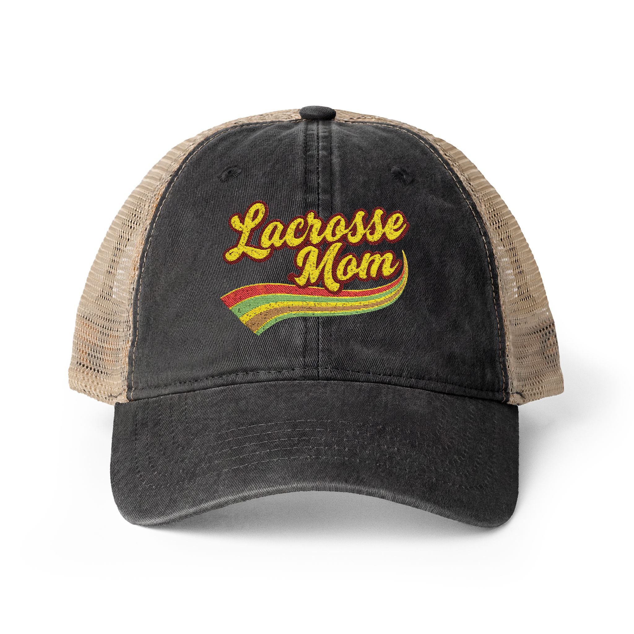 Retro Lacrosse Mom - Women's Washed Mesh-Back Cap