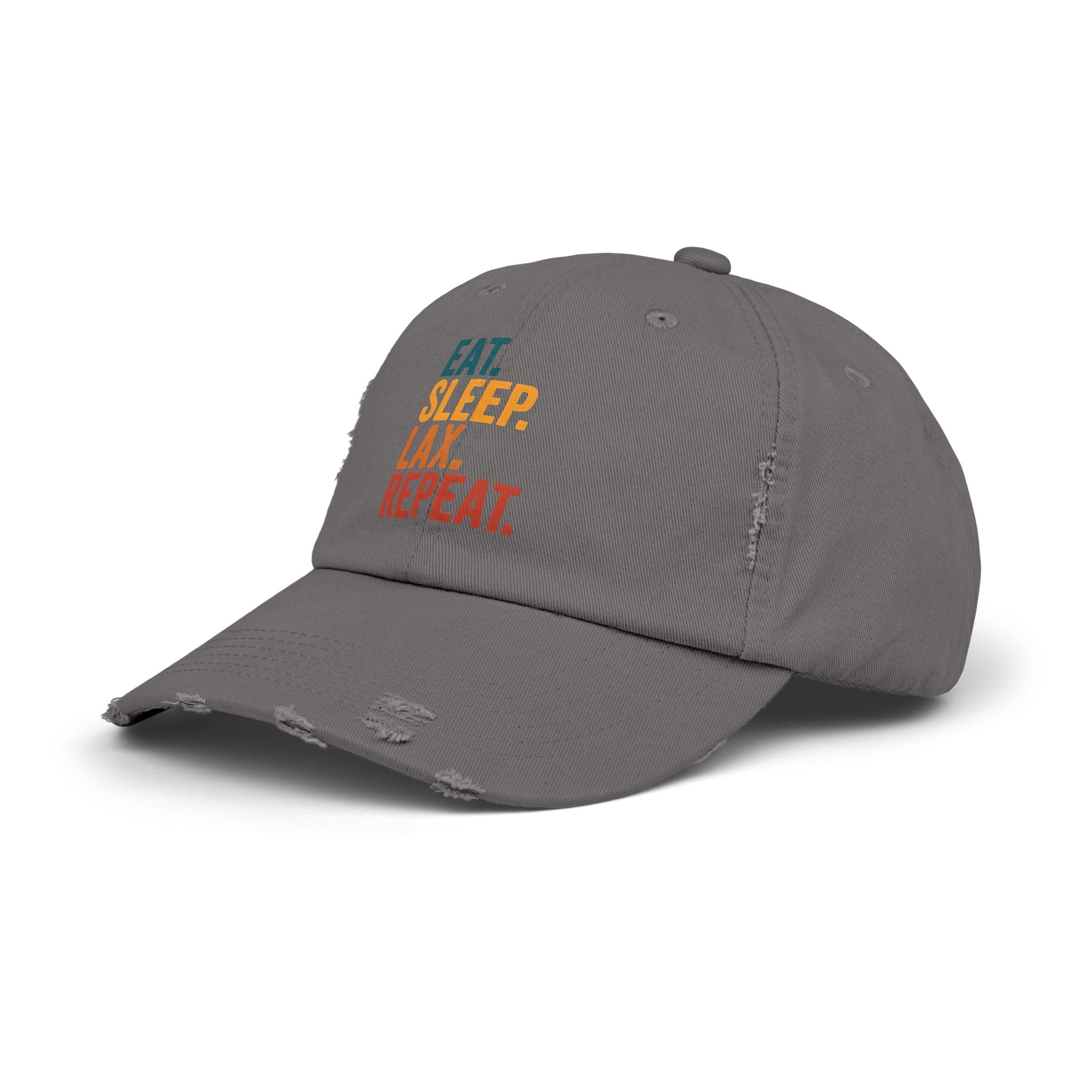 Eat. Sleep. Lax. Repeat. - Distressed Cap