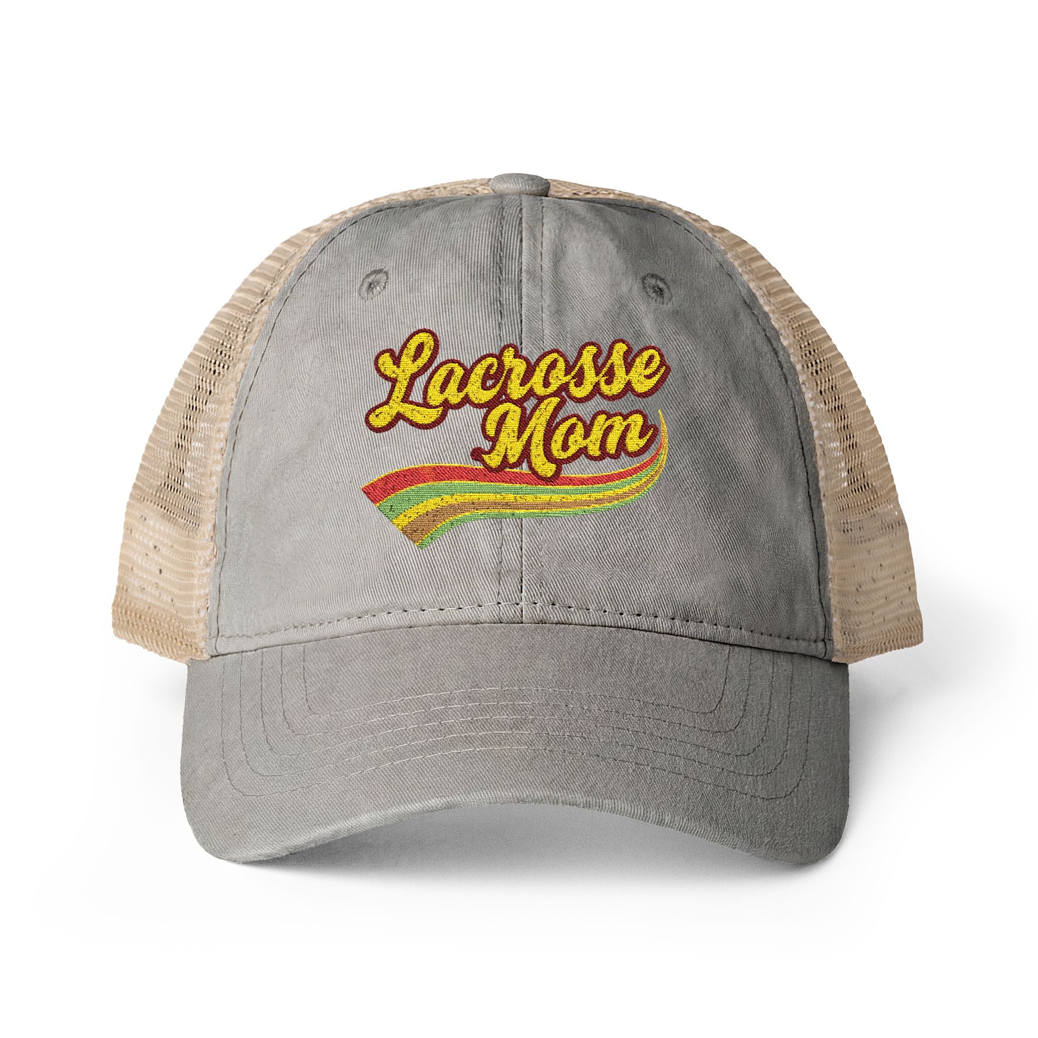 Retro Lacrosse Mom - Women's Washed Mesh-Back Cap