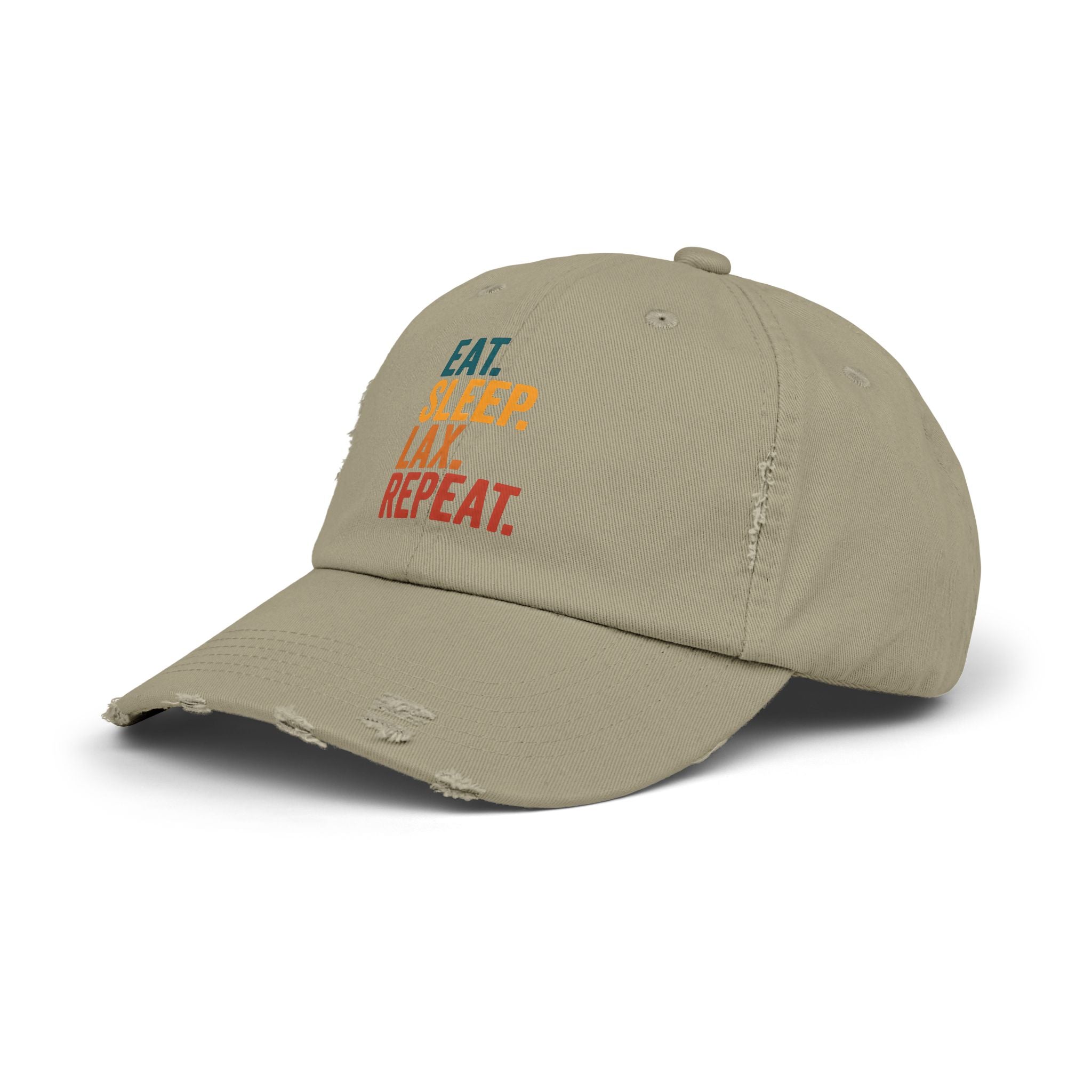Eat. Sleep. Lax. Repeat. - Distressed Cap