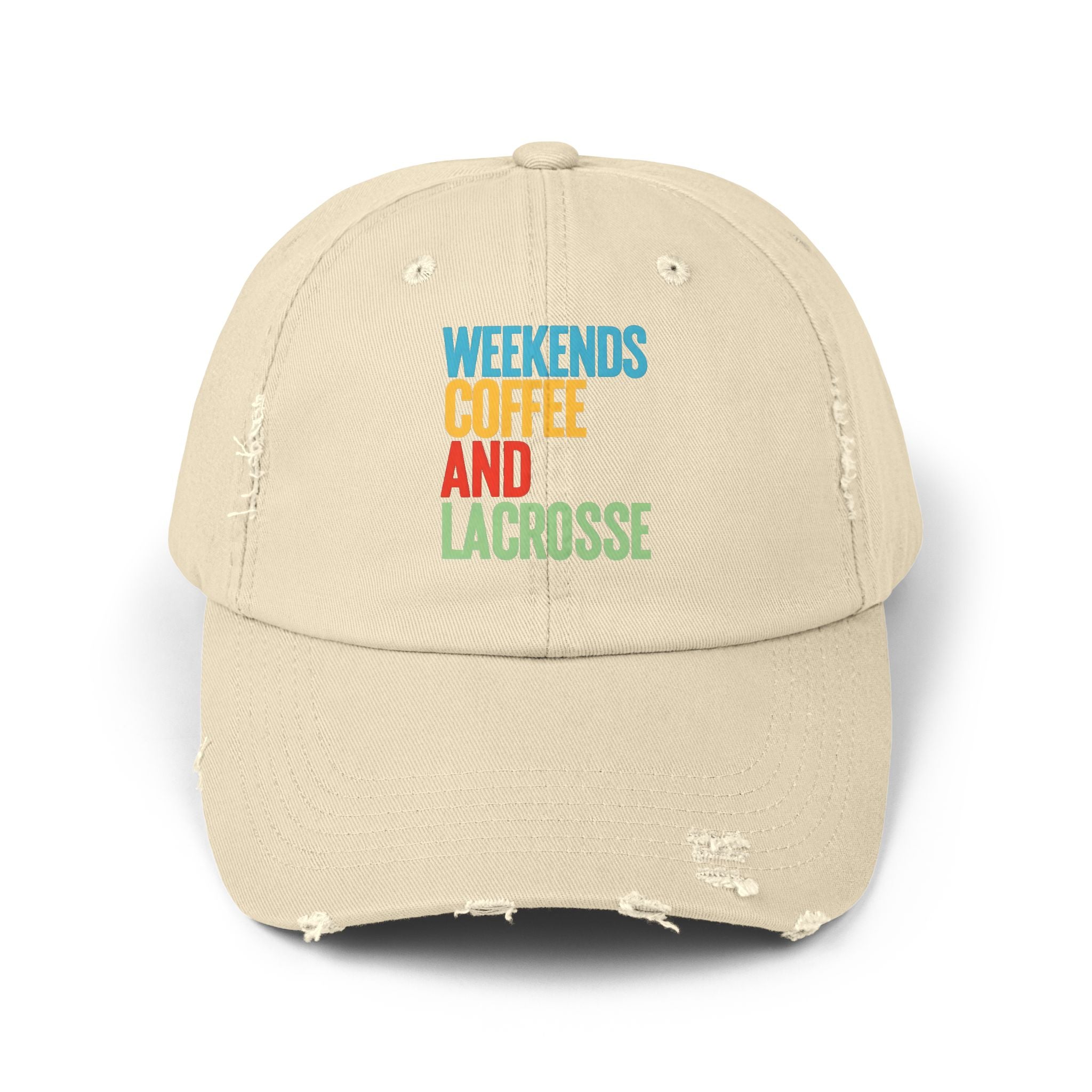 Weekends. Coffee. And Lacrosse. - Distressed Cap