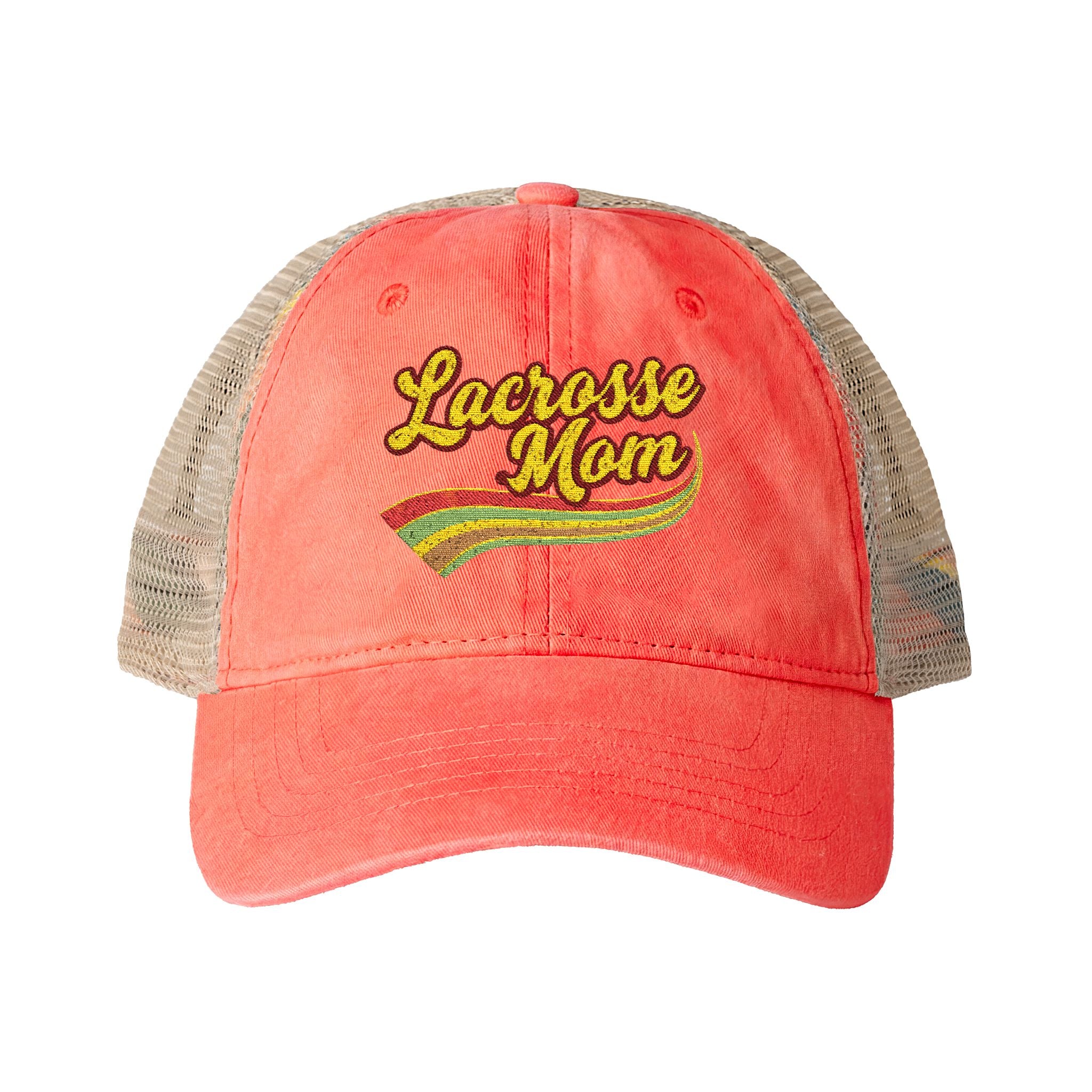 Retro Lacrosse Mom - Women's Washed Mesh-Back Cap