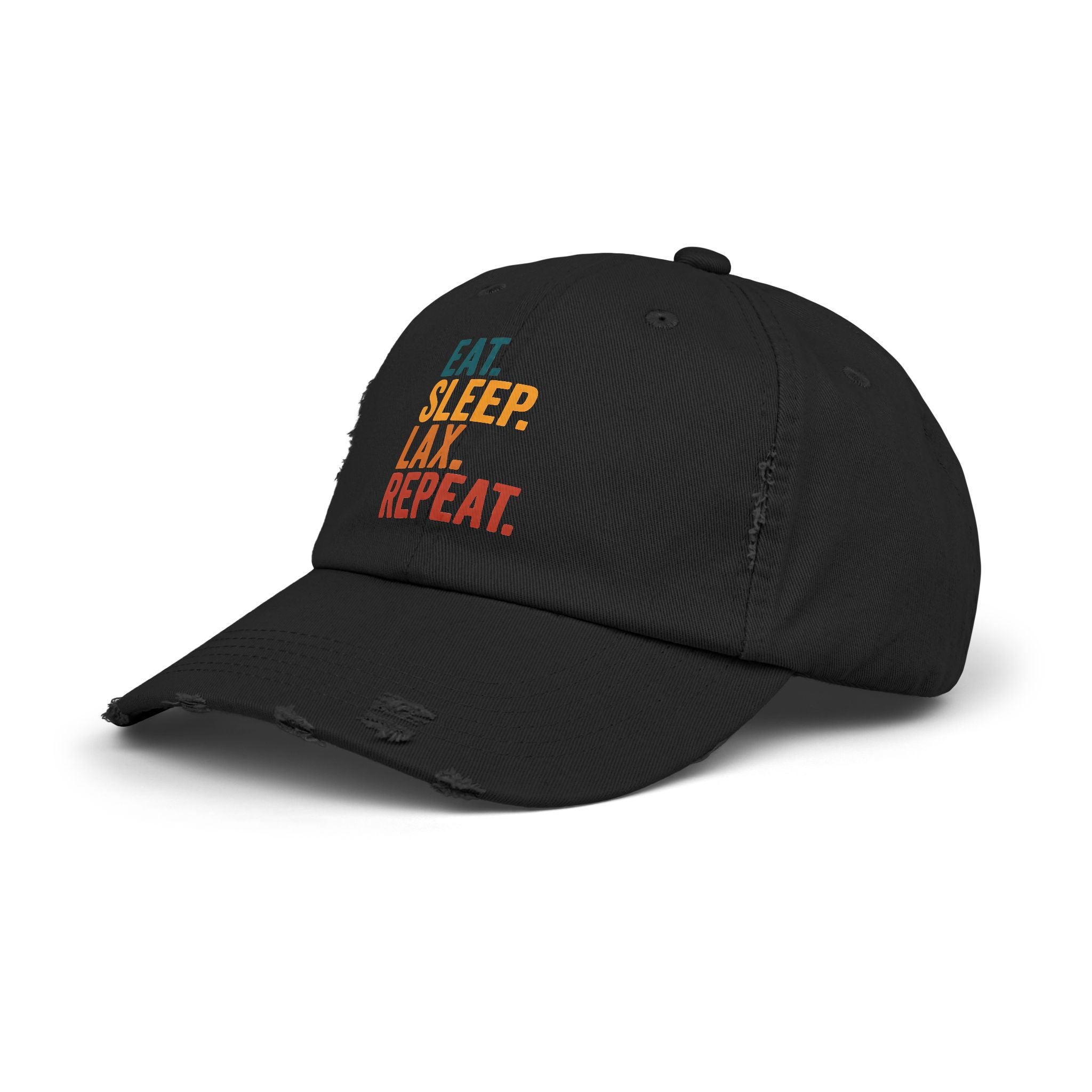 Eat. Sleep. Lax. Repeat. - Distressed Cap