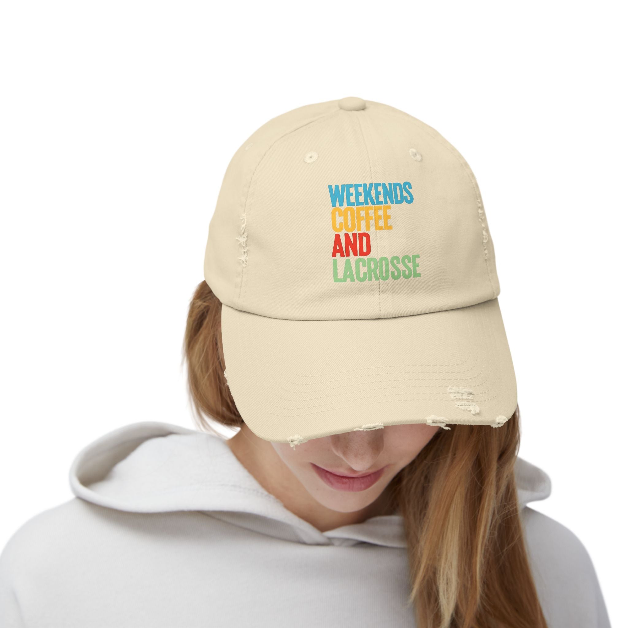 Weekends. Coffee. And Lacrosse. - Distressed Cap