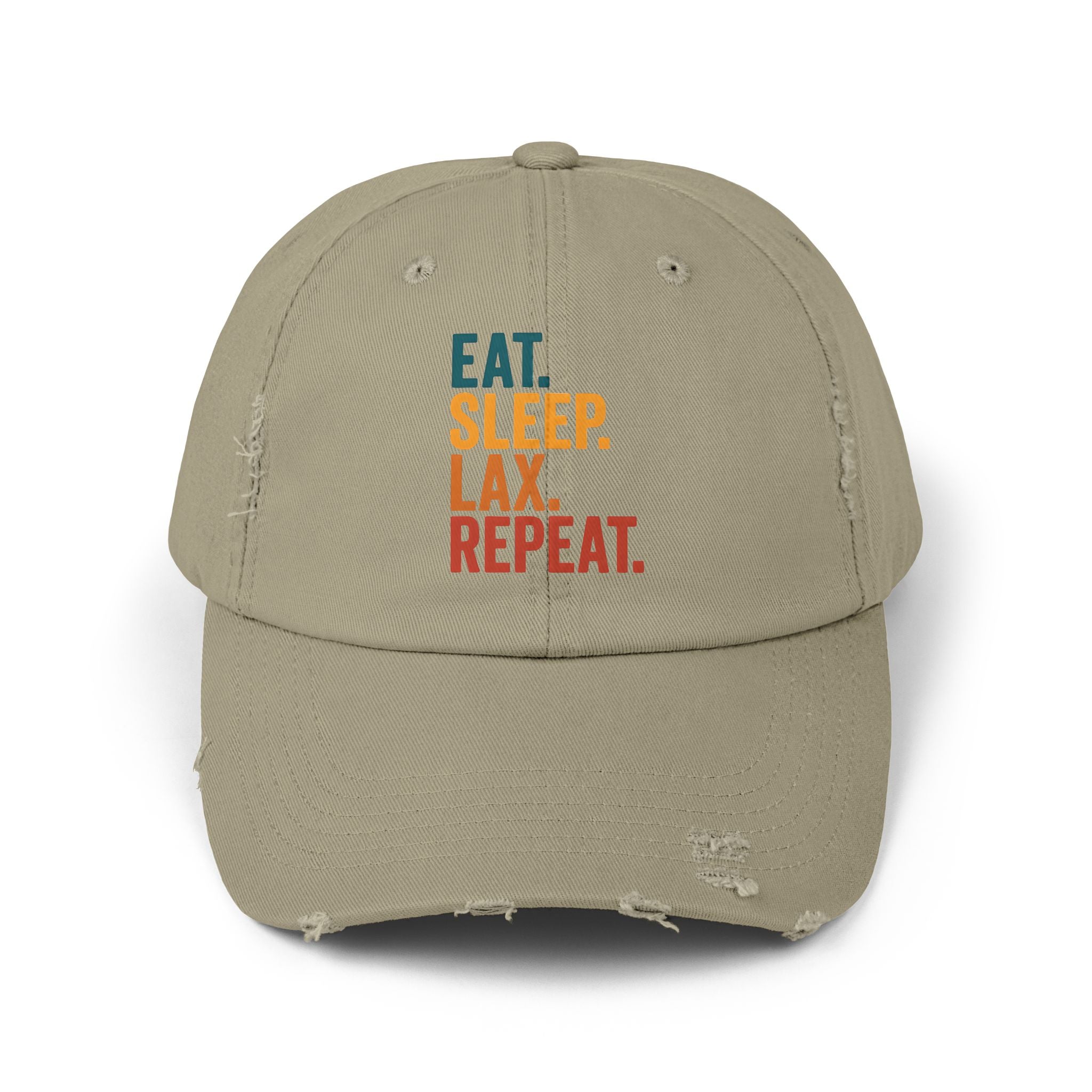Eat. Sleep. Lax. Repeat. - Distressed Cap