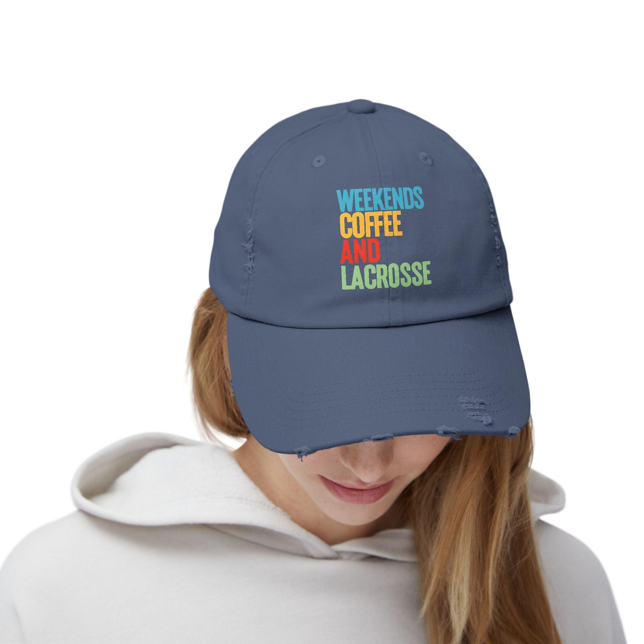 Weekends. Coffee. And Lacrosse. - Distressed Cap