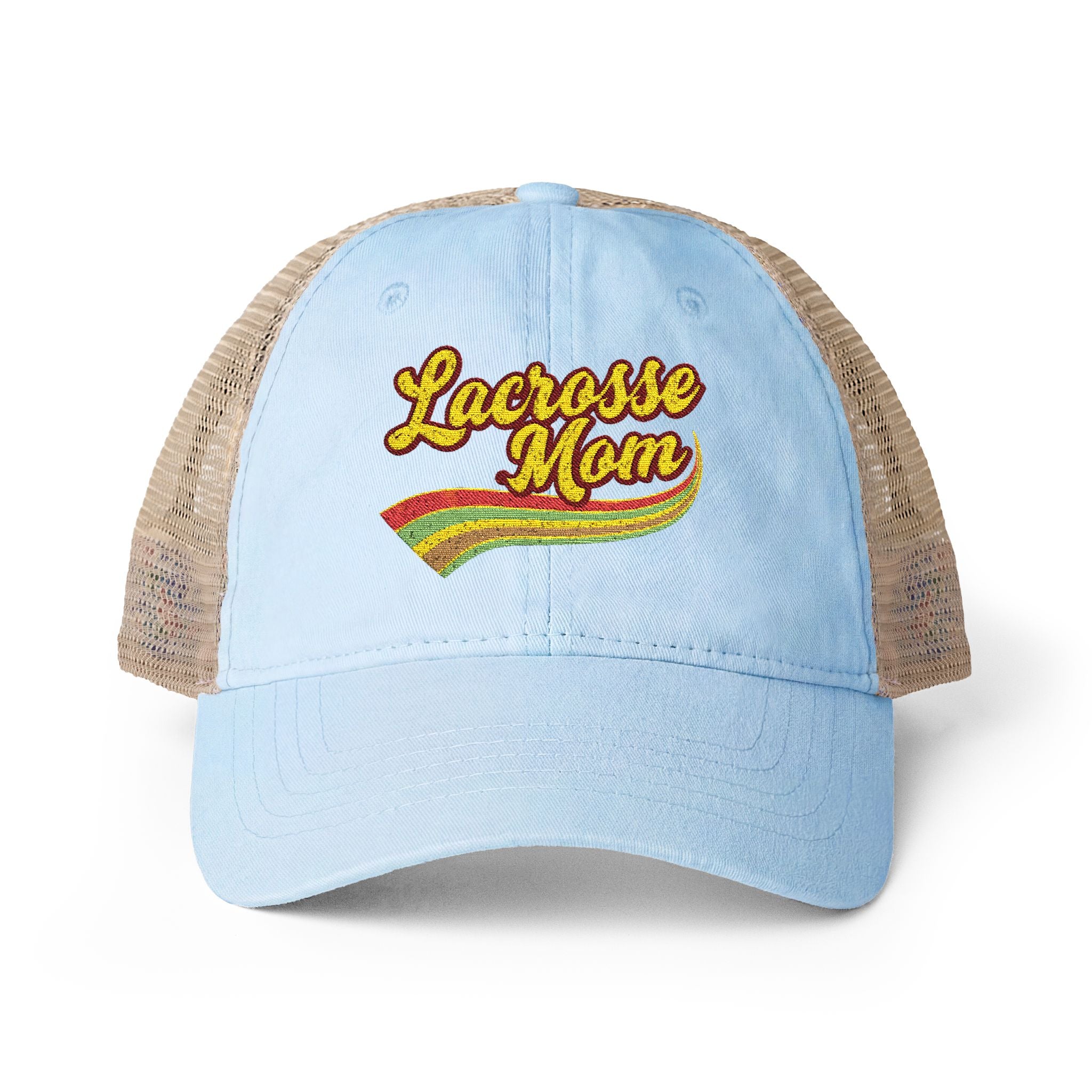 Retro Lacrosse Mom - Women's Washed Mesh-Back Cap