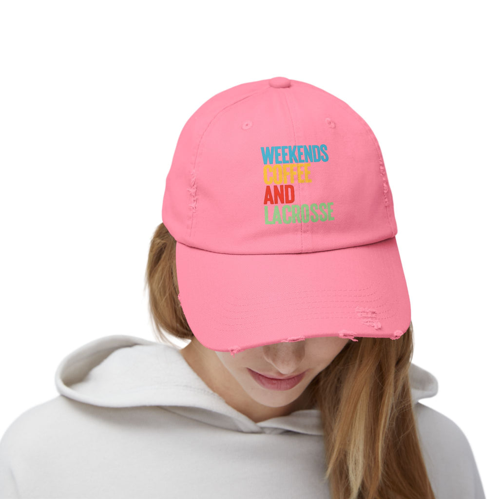 Weekends. Coffee. And Lacrosse. - Distressed Cap