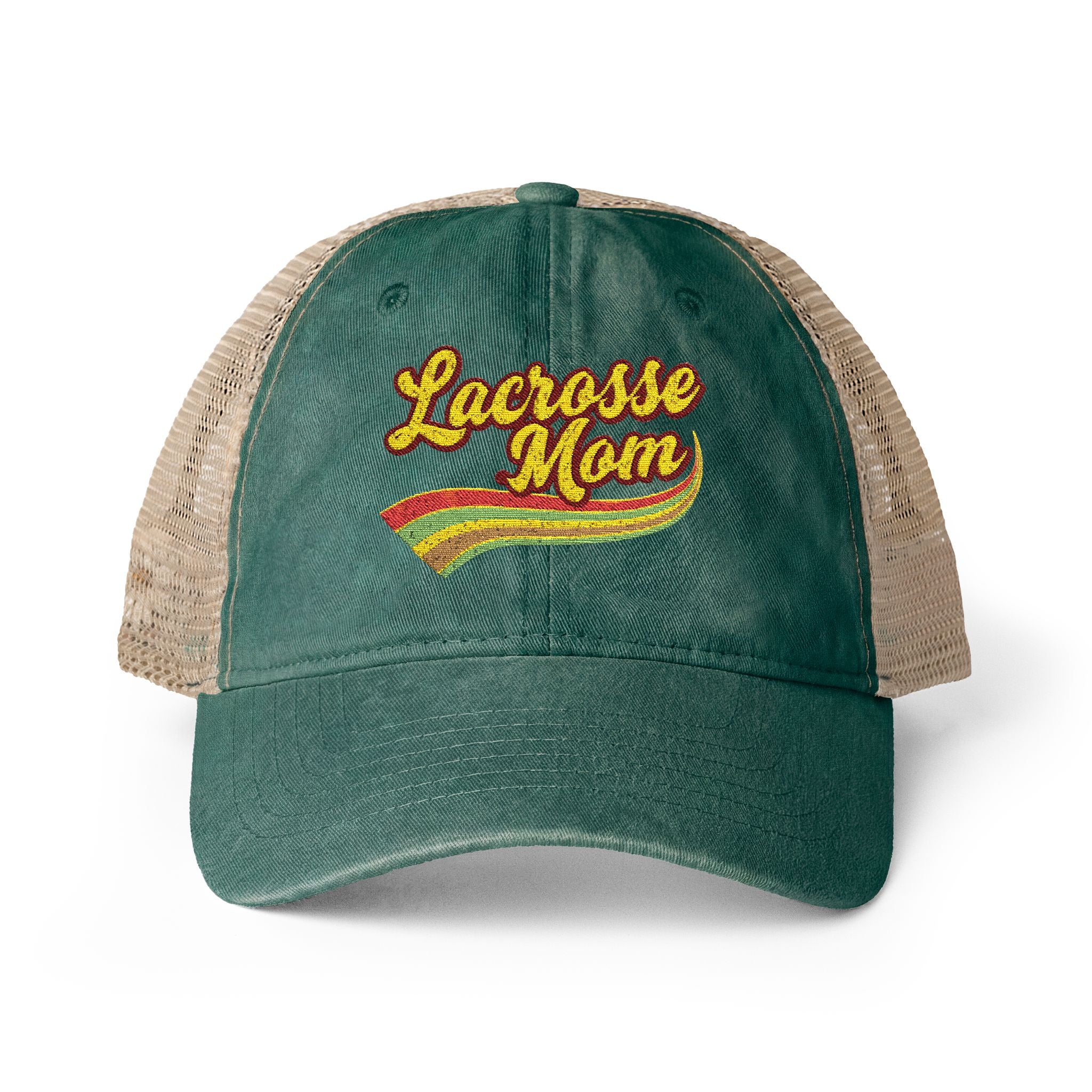 Retro Lacrosse Mom - Women's Washed Mesh-Back Cap