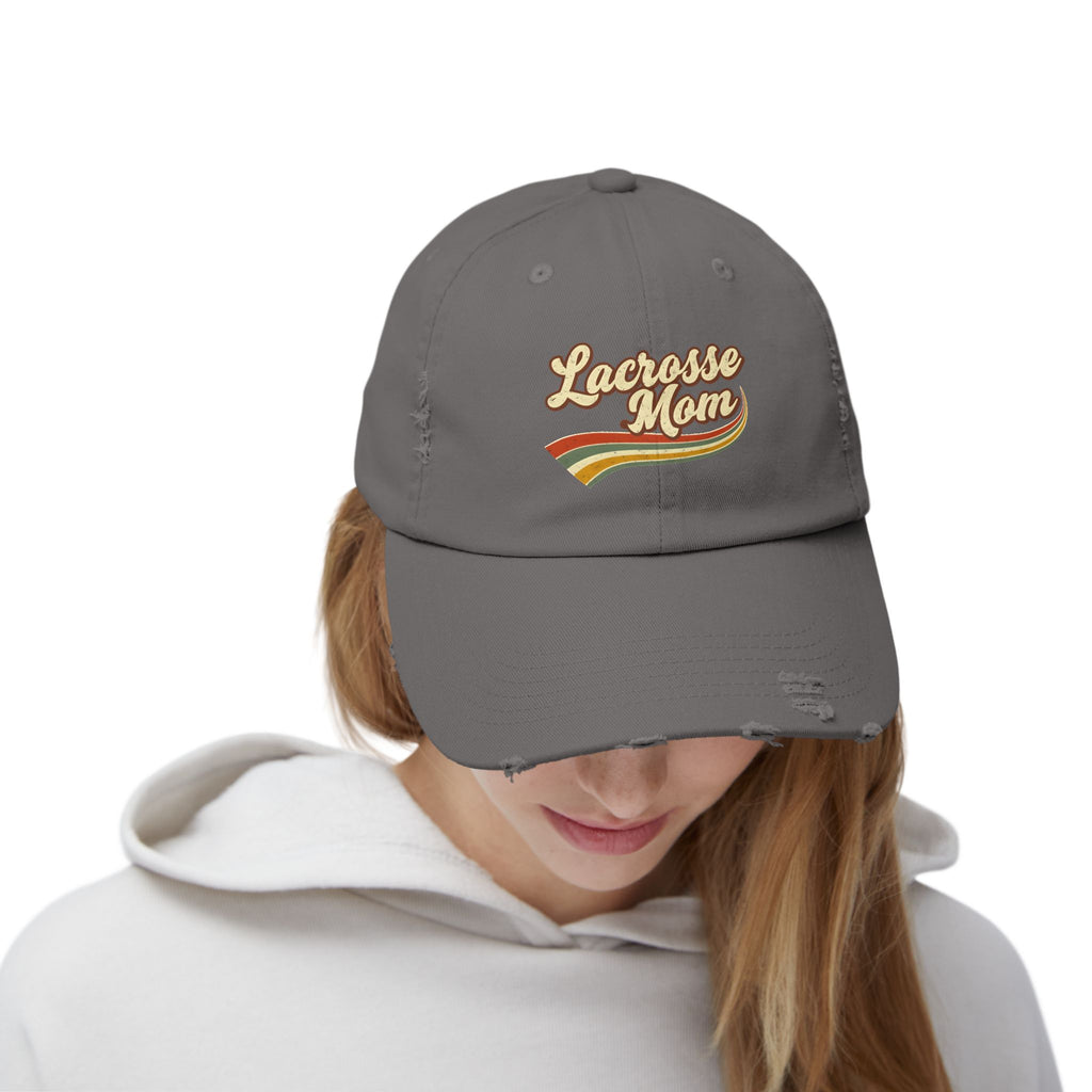 Retro Lacrosse Mom – Distressed Baseball Cap