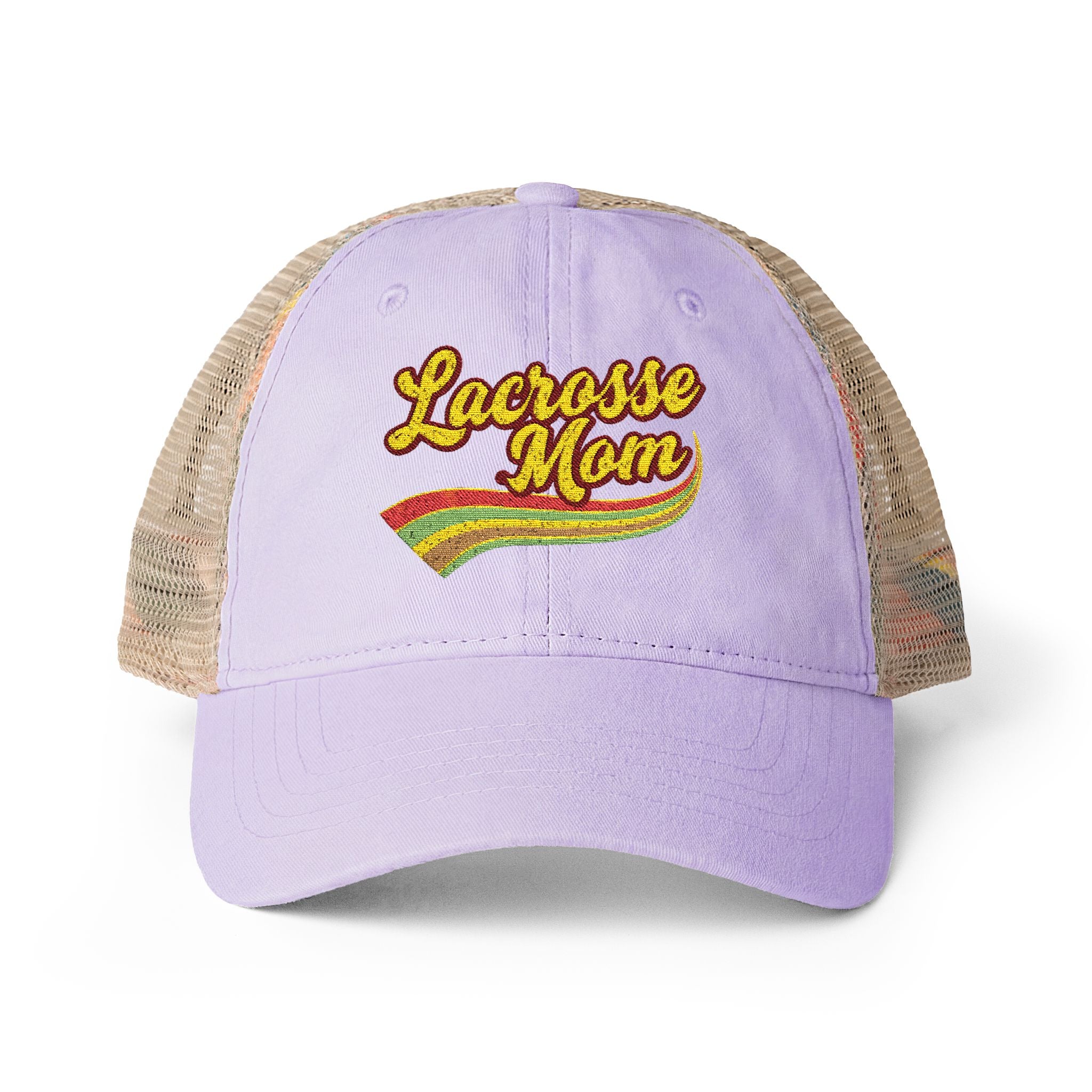 Retro Lacrosse Mom - Women's Washed Mesh-Back Cap