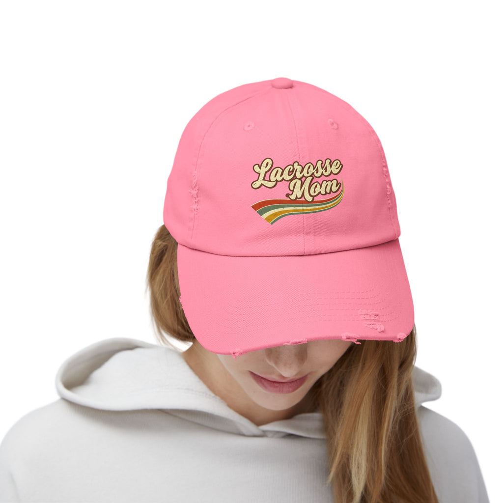 Retro Lacrosse Mom – Distressed Baseball Cap