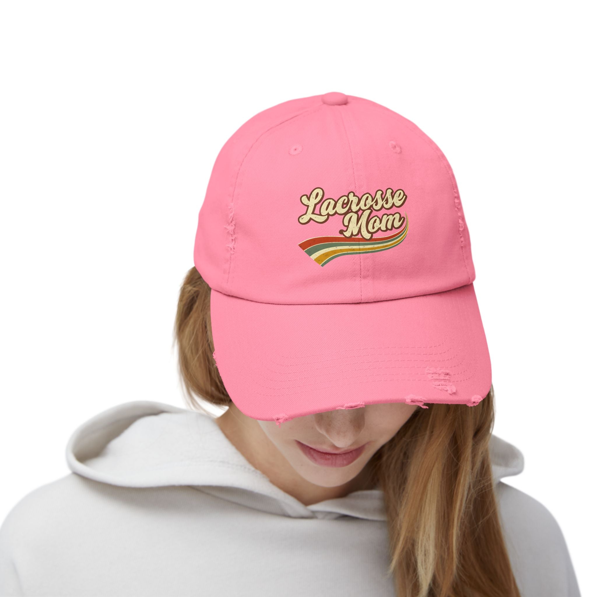 Retro Lacrosse Mom – Distressed Baseball Cap