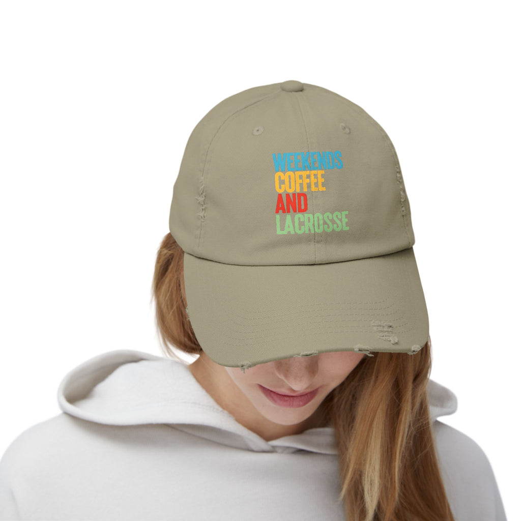 Weekends. Coffee. And Lacrosse. - Distressed Cap