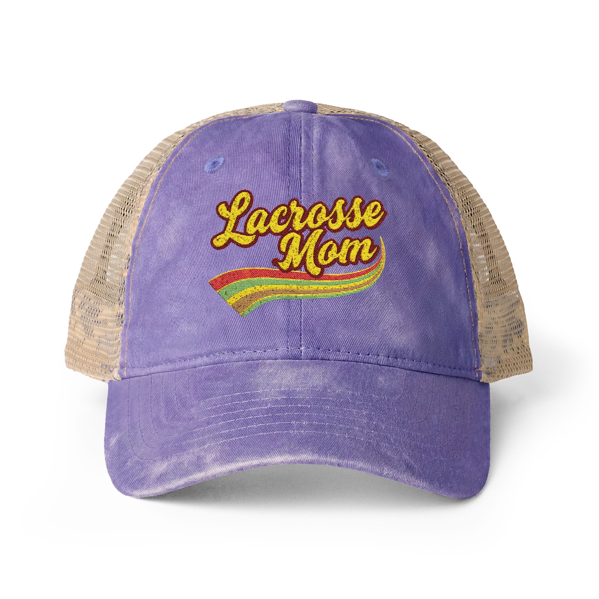 Retro Lacrosse Mom - Women's Washed Mesh-Back Cap