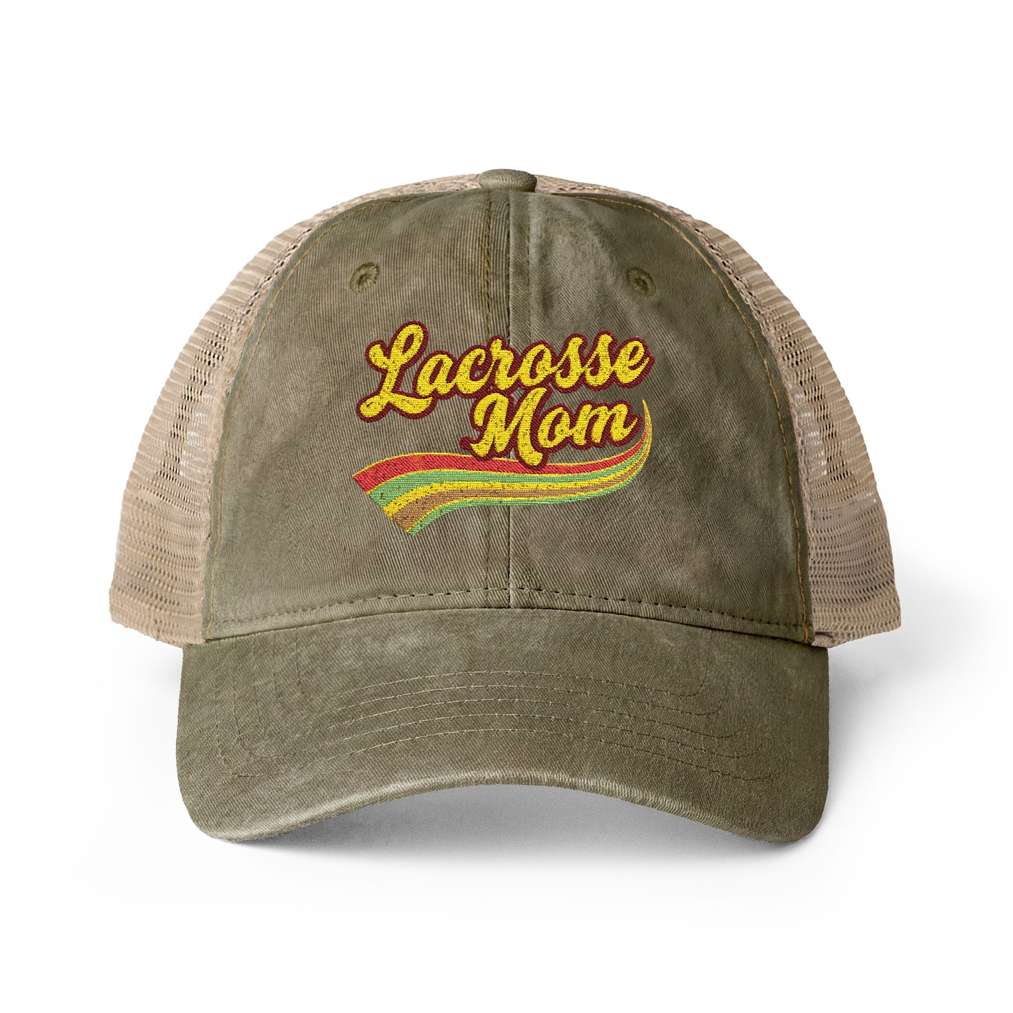 Retro Lacrosse Mom - Women's Washed Mesh-Back Cap