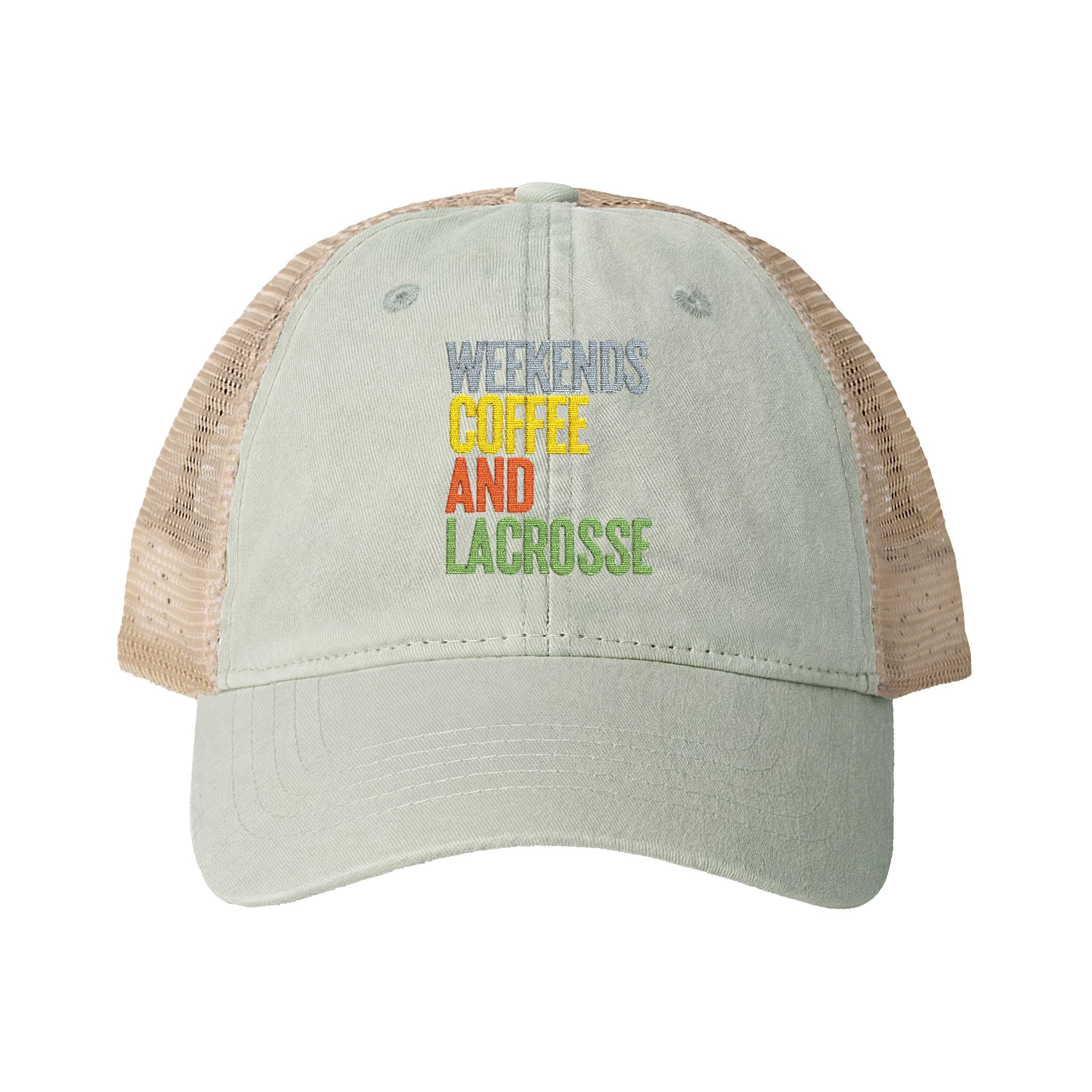 Weekends, Coffee, and Lacrosse - Women's Washed Mesh-Back Cap