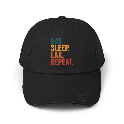 Eat. Sleep. Lax. Repeat. - Distressed Cap